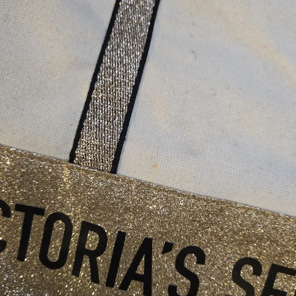 Victoria's Secret Cream & Gold Sparkle Tote Bag - Picture 6 of 6